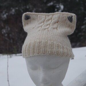 New  Cute Hand Knitted Kids Cat Toque